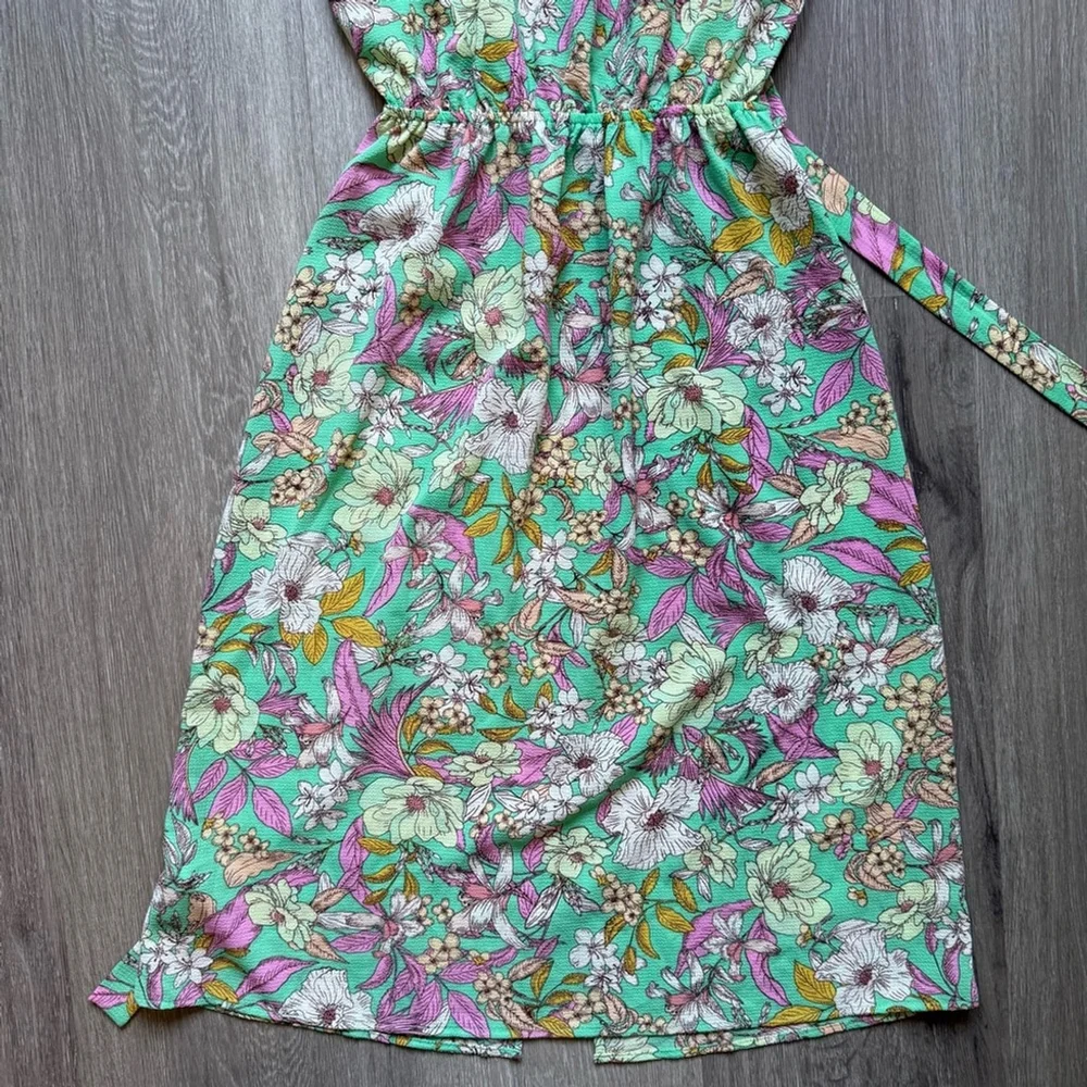 Monteau Mint Green Floral Midi Dress - Picture 10 of 10